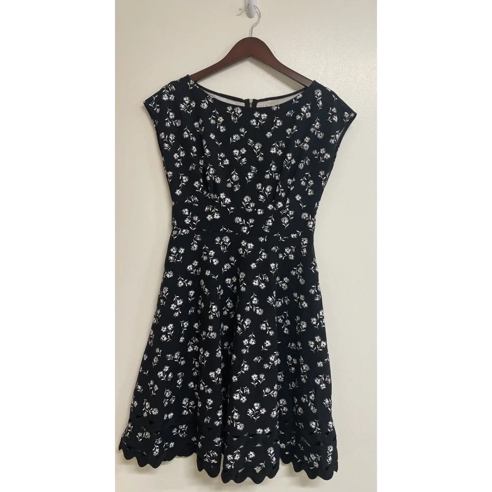 Kate Spade Dress Dandelion Floral Short Sleeve Stretch Ponte A-Line Women M NWOT